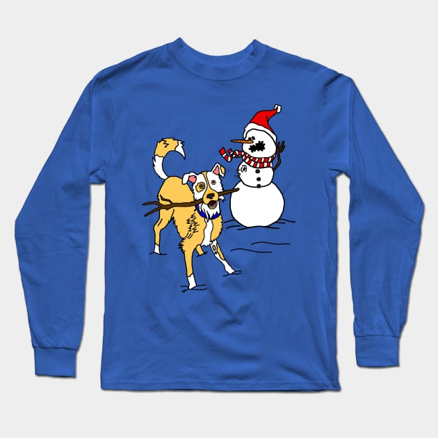 Rough Play Snowman and Dog Long Sleeve T-Shirt by imphavok